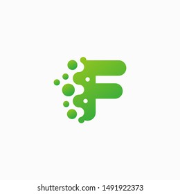 Letter F Design with dot shape. molecule and Lab Logo Design Element. perfect for technology,software, network and science brand. - vector