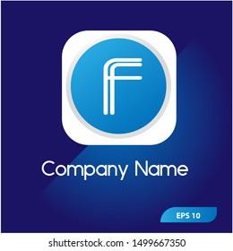 Letter F Design Element Logo Modern shape with an abstract blue background