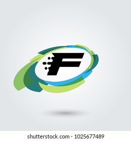 Letter F Design element. Vector oval illustration. Business logo.