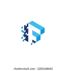 letra F datos de bits digitales Diseño del logotipo de TI