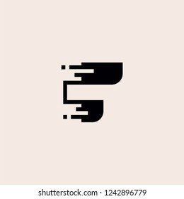 letter F digital logo vector icon