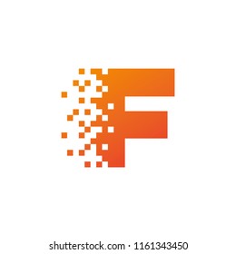 Letter F Digital Pixel Square Symbol Vector