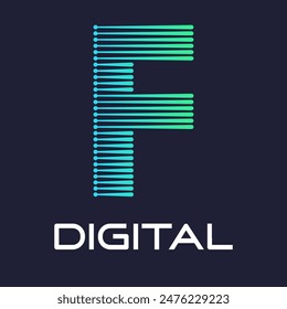 letter f digital or technology logo vector template. Suitable for digital font industry with dot, gradient color and modern style. Also suitable for machine