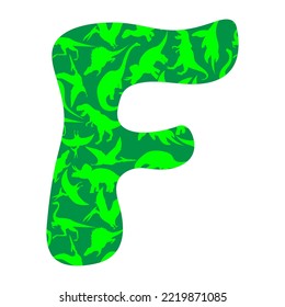 letter F from dinosaurs, vector illustration