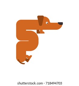 Letter F is dog. pet font. Dachshund alphabet. Lettering home animal