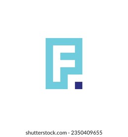Letter F dot, square geometric symbol simple logo vector