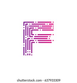 Letter F with Dots and Lines logotype,Fast Speed, Delivery, Digital and Technology for your Corporate identity