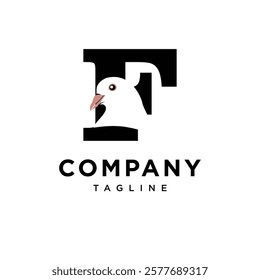 Letter F Dove Logo Icon Vector