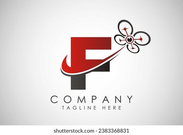 Letter F drone logo design vector template. Drone technology logo sign symbol