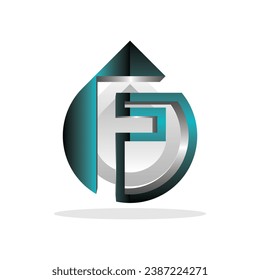 Letter F with Drop Water logo design, water drop and clean environment symbol, logotype element for template