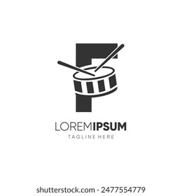 Letter F Drummer Drumstick Drum Logo Design Vector Icon Graphic Emblem Symbol Illustration