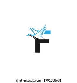 Letter F with duck icon logo design illustration vector