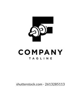 Letter F Dumbbell Logo Icon Vector