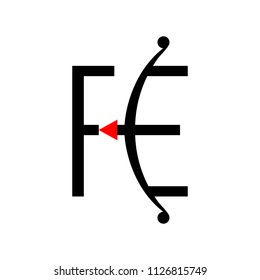 letter F and E with arrow symbol. vector logo.