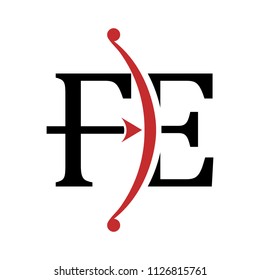 letter F and E with arrow symbol. vector logo.