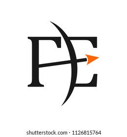 letter F and E with arrow symbol. vector logo.