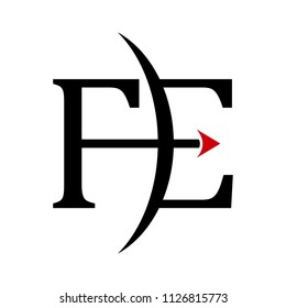 letter F and E with arrow symbol. vector logo.