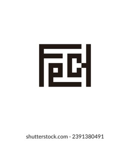 Letter F, e, c and H square geometric symbol simple logo vector
