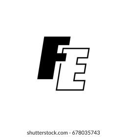 letter F and E logo overlapping black negative