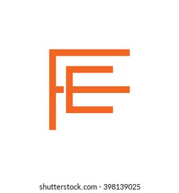 letter F and E monogram logo orange