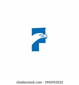 letter F with eagle head icon logo vector illustration