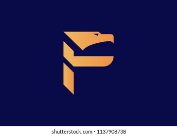 letter F eagle head logo, vector illustration