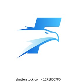 Letter F Eagle Head Logo