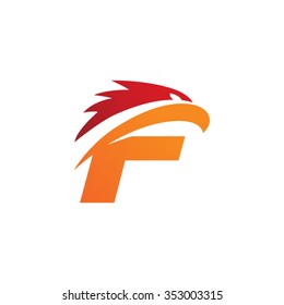 letter F eagle head red orange logo