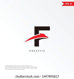 Letter F eagle logo design template. Universal vector icon. Modern logotype symbol