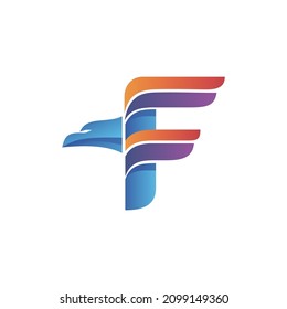 Letter f eagle logo design vector
