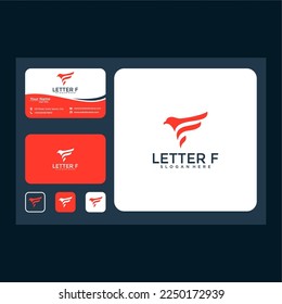 letra f con diseño de logotipo de águila