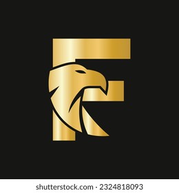 Letter F Eagle Logo Design. Vektor-Vektorvorlage für Verkehrszeichen