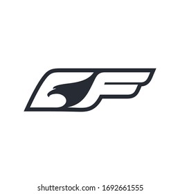Letter F Eagle Logo Icon with Creative Eagle Head Vector Illustration