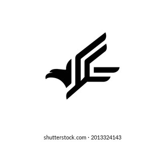 Letter F Eagle Logo Icon And Creative Eagle Head Vector Illustration.