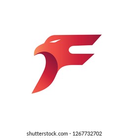Letter F With Eagle Shape Logo Design