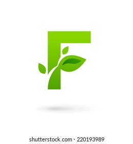 Letter F eco leaves logo icon