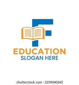 Letter F Education Logo Concept With Open Book Icon Template