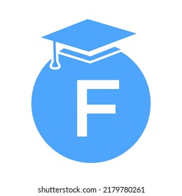 Letter F Education Logo Template. Education Logotype Concept With Educational Graduation Hat