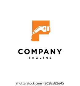 Letter F Electric Vehicle Charging Plug Logo Icon Vector