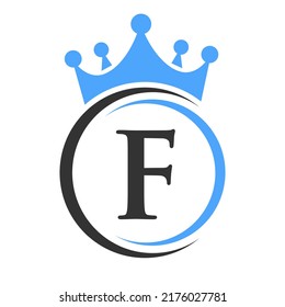 Letter F Elegant Crown Logo Template. Royal Crown Logotype Luxury Sign  for Beauty, Fashion, Spa, Star Symbol