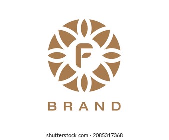 Letter F Elegant Flower Emblem Logo Vector illustrations.