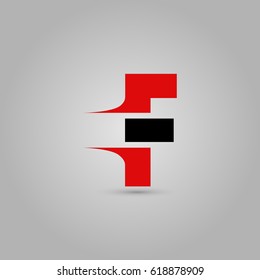 Letter F Elegant typographic red and black