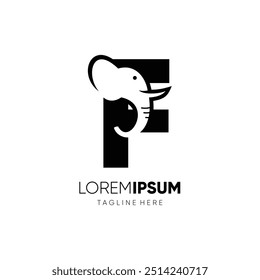 Letter F Elephant Logo Design Vector Icon Graphic Emblem Illustration Symbol