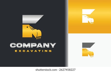 letter f and excavator logo