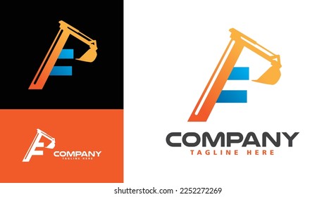 Letter F Excavator Logo for construction company