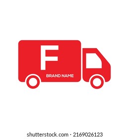 Letter F  Express Delivery Logo Truck icon Freight, delivery symbol. Vector illustration.
