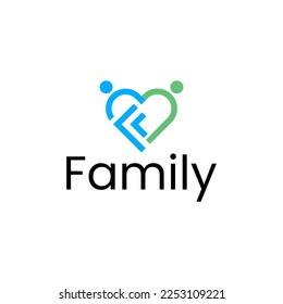 letter f family logo design with heart concept vector 