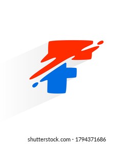 Letter F fast speed logo. Vector two part wave font for technology labels, game headlines, sport posters, etc.