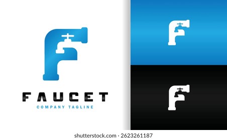 LETTER F WITH FAUCET LOGO