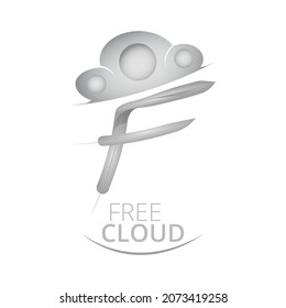 Letter F + Feather + Cloud Logo